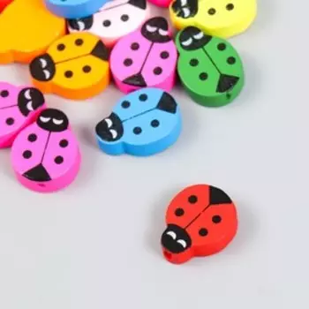 Набор бусин для творчества дерево "Божьи коровки цветные" набор 15 гр 0,6х1,8х1,5 см