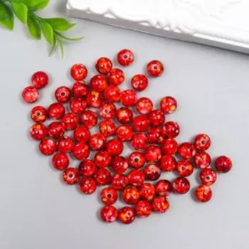 Бусины для творчества пластик "Мраморные. Терракот" d=0,8 см набор 20 гр