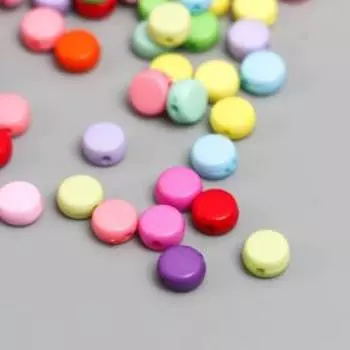 Бусины для творчества пластик "Яркие кружочки" набор 20 гр 0,4х0,7х0,7 см