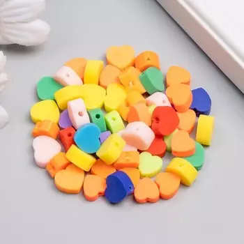 Набор бусин из полимерной глины "Астра" 10 мм, 20 гр, сердечки №1