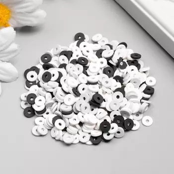 Набор бусин из полимерной глины "Астра" 6 мм, 20 гр, белый, черный, светло-сиреневый