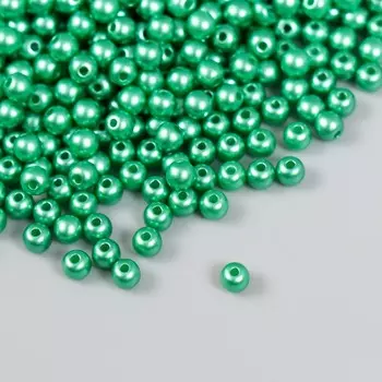 Набор бусин "Рукоделие" пластик, диаметр 4 мм, 25 гр, нефритовый