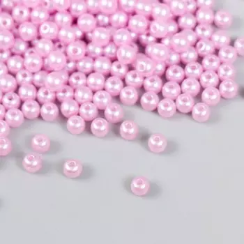 Набор бусин "Рукоделие" пластик, диаметр 4 мм, 25 гр, светло-розовый