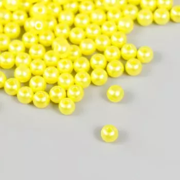 Набор бусин "Рукоделие" пластик, диаметр 6 мм, 25 гр, желтый