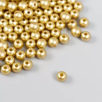 Бусины «Рукоделие» пластик, диаметр 6 мм, 25 г, золотой