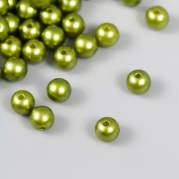 Набор бусин "Рукоделие" пластик, диаметр 8 мм, 25 гр, болотно-зеленый