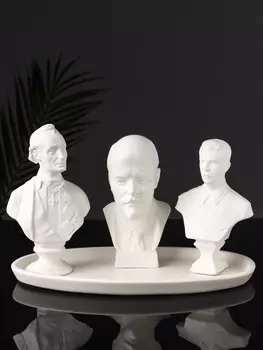 Набор бюстов 3 шт. на подносе, гипс, 201015 см, белый
