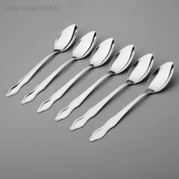 Набор чайных ложек «Новинка-1», толщина 1 мм, 6 шт, цвет серебряный