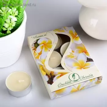 Набор свечей ароматических чайных «Ваниль», 3.81.6 см, 3.5 ч, 12 г, 6 шт.