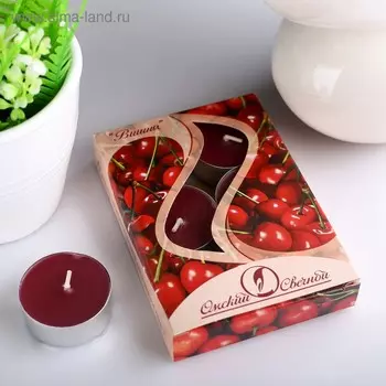 Набор свечей ароматических чайных «Вишня», 3.81.6 см, 3.5 ч, 12 г, 6 шт.