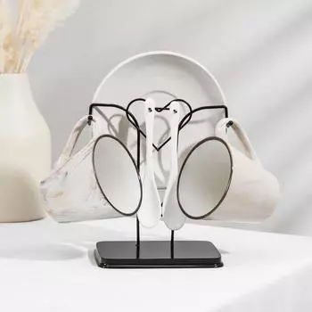 Набор чайный керамический на металлической подставке «Мрамор», 6 предметов: 2 чашки 200 мл, 2 блюдца d=14 см, 2 ложки