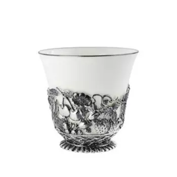 Набор чашка «Натюрморт» с ложой, посеребренный полированный с чернением, 2 предмета в футляре 7657