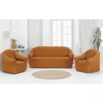 Набор чехлов для дивана Karna 3+1+1, без юбки, цвет горчичный