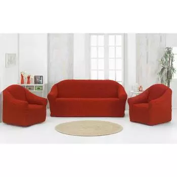 Набор чехлов для дивана Karna 3+1+1, без юбки, цвет кирпичный