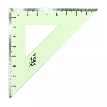Набор чертёжный 4 предмета (линейка 15 см, угольник 30 °/ 60 °, 10 см; угольник 45 °/ 45 °, 8 см; транспортир 180 °, 9 см), прозрачный зелёный