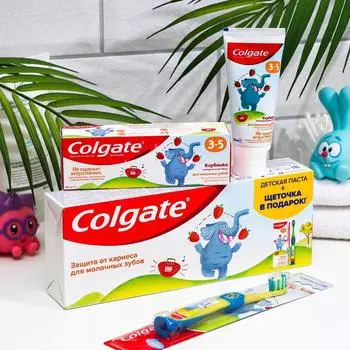 Набор Colgate зубная паста для детей со вкусом клубники 60 мл + зубная щётка супер мягкая