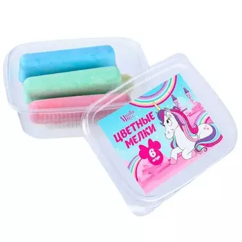 Мелки цветные, 6 цветов, 6 штук «Минни и Единорог»