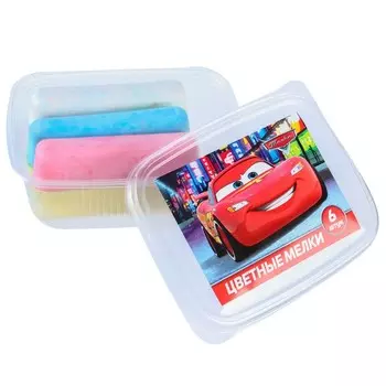 Мелки цветные, 6 цветов, 6 штук, «Тачки»