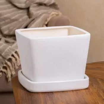 Набор цветочных горшков "Квадрат", цвет белый, керамика, 1 л/ 6.5 л/14 л