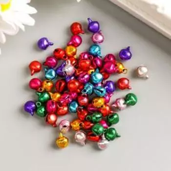 Набор декора для творчества металл "Колокольчики цветные" вес 15 гр, d-0,5см, 12х10 см