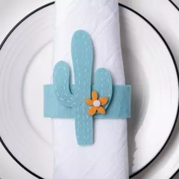 Набор декоративных колец «Синий кактус» - 4 шт., 100% п/э, фетр