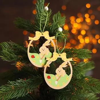 Набор декоративных подвесок «Пасхальный зайчик в яйце» 2 шт., 1×10×13 см