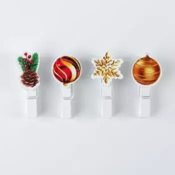 Набор декоративных прищепок «Ёлочные украшения», 12 × 9,7 см