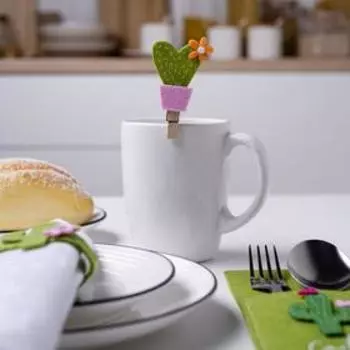 Набор декоративных прищепок "Кактусы" 6 шт, фетр/дерево