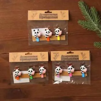 Набор декоративных прищепок «Панда с мороженым» 2×12,5×10,5 см, МИКС
