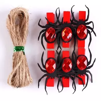 Набор декоративных прищепок «Пауки» 6 шт., красные