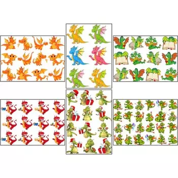 Набор декупажных карт 6 шт «Дракоши» А4, 45 г/м2