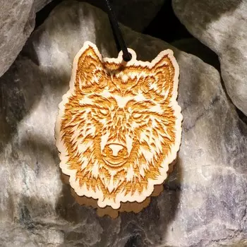 Набор деревянная подвеска Волк + Брелок, Кот