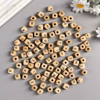 Набор деревянных бусин "Алфавит"10 мм, русские буквы (100шт) и английские (96шт)