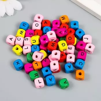 Набор деревянных бусин "Астра" Английский алфавит, 10х10 мм, 96 шт