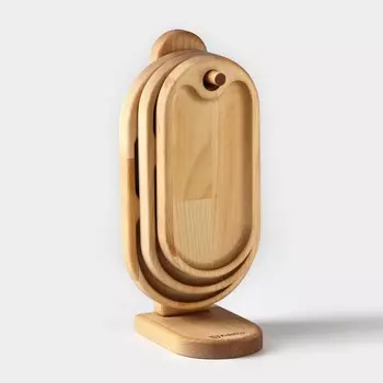 Набор деревянных менажниц и сервировочных досок на подставке Adelica, 3 шт, 2514 см, 2312 см, 2110 см