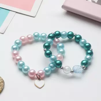 Набор детских браслетов (2 шт.) «Выбражулька», морской, цветной