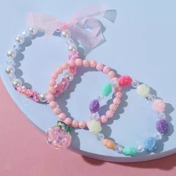 Набор детских браслетов «Выбражулька» с бантом, яблоко, d=5 см. цветные