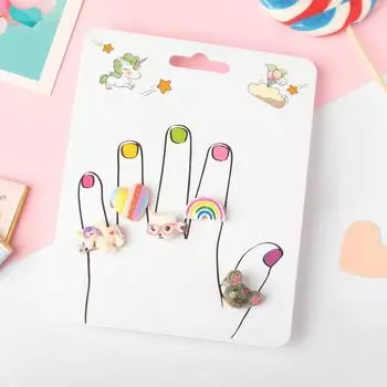 Набор детских колец "Пальчики" воображение, 5шт, форма МИКС, цветные, безразмерные