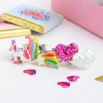 Набор детских колец "Выбражулька" единорожка, 5шт, форма МИКС, цветные