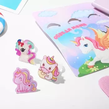 Набор детских колец «Выбражулька» светящийся, трафарет единорог, 3 шт., форма МИКС, цветной