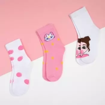 Набор детских носков KAFTAN Girl, 3 пары, размер 16-18