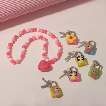 Набор детский "Выбражулька" 2 предмета: кулон, замочек, мороженое, цветной