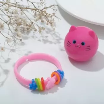 Набор детский «Выбражулька» 2 предмета: браслет-каркас, бальзам для губ, котик, цвет МИКС