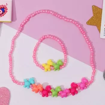 Набор детский "Выбражулька" 2 предмета: бусы, браслет, единороги, цветной