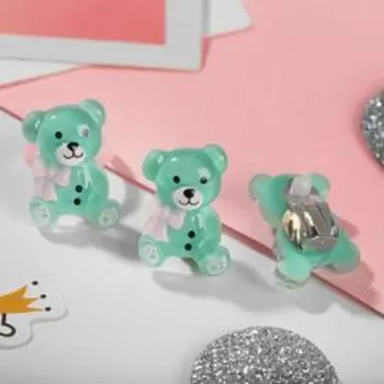 Набор детский «Выбражулька» 2 предмета: клипсы, кольцо, медвежата, цвет МИКС