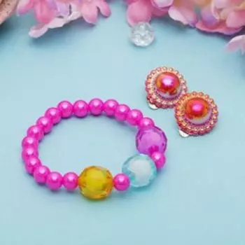 Набор детский «Выбражулька» 2 предмета: браслет, клипсы, нежность, МИКС