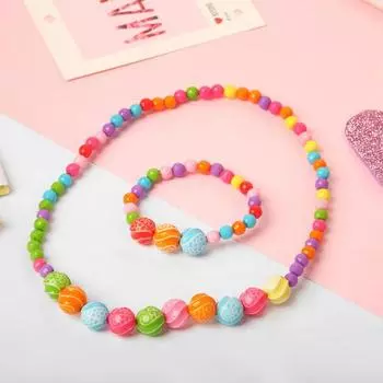 Набор детский «Выбражулька» 2 предмета: бусы, браслет, шарики, цвет МИКС