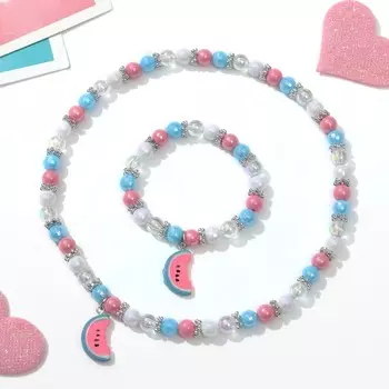 Набор детский «Выбражулька» 2 предмета: кулон, браслет, арбузик, цветной