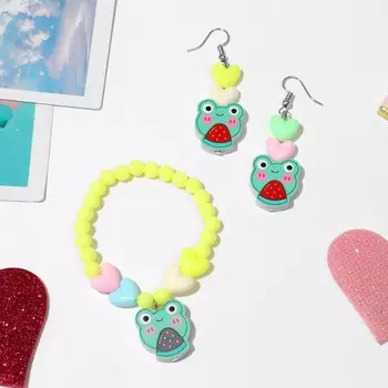 Набор детских украшений Выбражулька «Лягушки», 2 предмета: серьги, браслет d=5 см МИКС