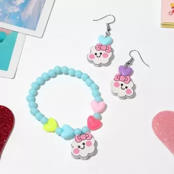 Набор детских украшений Выбражулька «Облачка», 2 предмета: серьги, браслет d=5 см МИКС